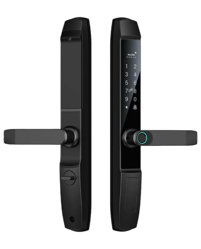 Fingerprint door lock with keypad and smart handle design