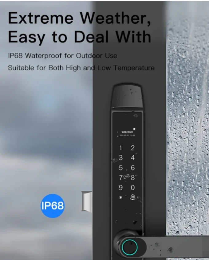 IP68 waterproof fingerprint door lock for outdoor doors
