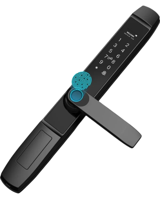 Fingerprint door lock with mobile app remote unlocking