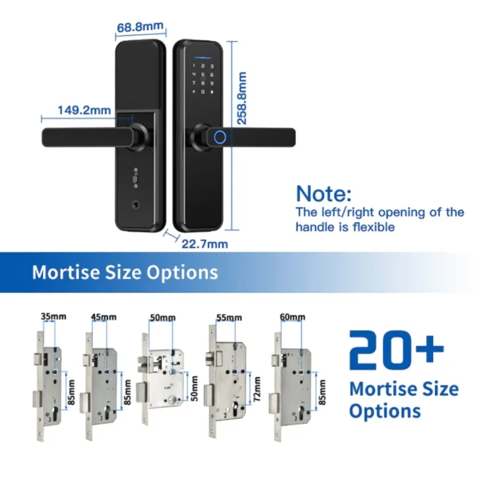 M1 Smart Lock mortise size options OEM smart lock factory