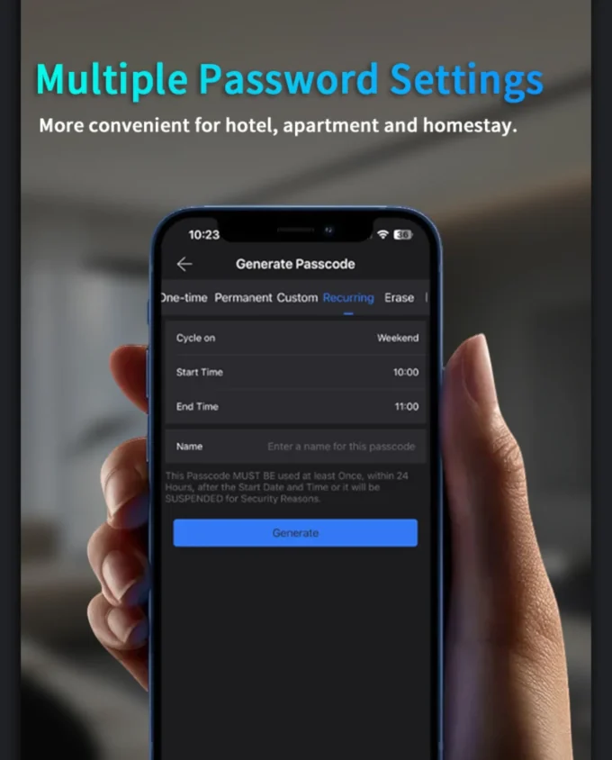 X1 Smart Lock Password Settings – One-Time, Permanent, Custom